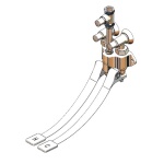 T&S Brass B-0504-02 - Pedal Valve, double, wall mounted, inlets on 2-1/2