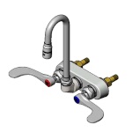 T&S Brass B-1115-132X-02 - Faucet Workboard, wall mount, 132X gooseneck, B-WH4 handles