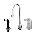 T&S Brass B-2743 - Single Lever Side Mount Control, sidespray, swivel gooseneck