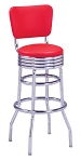 Vitro 215-782 RB/49 NSRB - Classic Grooved Ring Stool with Back & Double Ring Base, 30