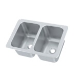 Vollrath 102-1-2 - Drop-In Stainless Steel Sink w/Double Bowl, 14 x 10 x 10 in.