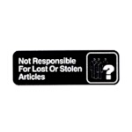 Vollrath 4532 - Not Responsible for Lost or Stolen Articles Sign, 3
