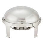 Winco 603 - Chafer, 8 qt., oval, roll top with 180° opening & 90° intermediate opening, mirror finish