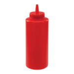 Winco PSB-12R - Squeeze Bottle, 12 oz., plastic, red (6 each per pack)