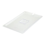 Winco SP7100C - Food Pan Cover, 1/1 size, slotted, with handle, polycarbonate