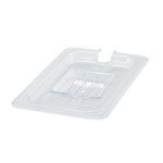 Winco SP7400C - Food Pan Cover, 1/4 size, slotted, with handle, polycarbonate