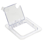 Winco SP7600H - Food Pan Cover, 1/6 size, hinged, notched, peg hole, polycarbonate