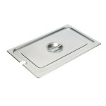 Winco SPCF - Steam Table Pan Cover, 1/1 size, slotted, with handle, 18/8 stainless steel