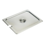 Winco SPCH - Steam Table Pan Cover, 1/2 size, slotted, with handle, 18/8 stainless steel