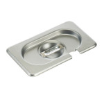 Winco SPCN-GN - Steam Table Pan Cover, 1/9 GN size, slotted, with handle, 18/8 stainless steel