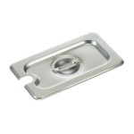 Winco SPCN - Steam Table Pan Cover, 1/9 size, slotted, with handle, 18/8 stainless steel