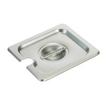 Winco SPCS - Steam Table Pan Cover, 1/6 size, slotted, with handle, 18/8 stainless steel