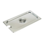 Winco SPCT - Steam Table Pan Cover, 1/3 size, slotted, with handle, 18/8 stainless steel