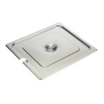 Winco SPCTT - Steam Table Pan Cover, 2/3 size, slotted, with handle, 18/8 stainless steel