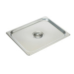 Winco SPSCH - Steam Table Pan Cover, 1/2 size, solid, with handle, 18/8 stainless steel