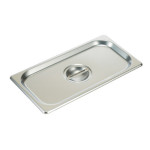 Winco SPSCT - Steam Table Pan Cover, 1/3 size, solid, with handle, 18/8 stainless steel