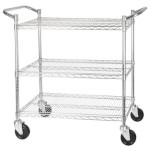 Winco VCCD-1836B - Utility Cart, 3-tier, 18” x 36”, 800 lb. capacity, chrome plated wire