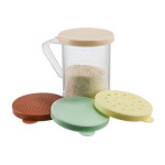Winco PDG-10AC - Shaker/Dredge, 10 oz., with handle, with (4) color snap-on lids