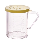 Winco PDG-10Y - Shaker/Dredge, 10 oz., with handle, yellow snap-on lid, polycarbonate, clear