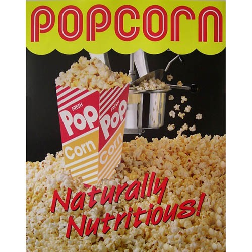 Gold Medal 2988L - Popcorn Poster, natural and delicious, laminated 