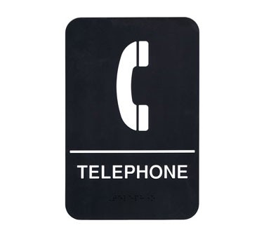 Update S69B-7BK - Sign, 6' x 9', Braille Telephone, white on black 