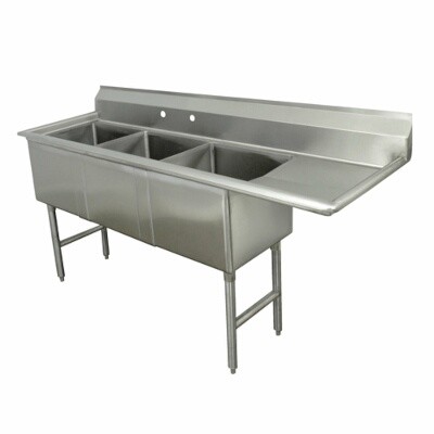 Advance Tabco FC-3-2424-18R Three Compartment Sink 