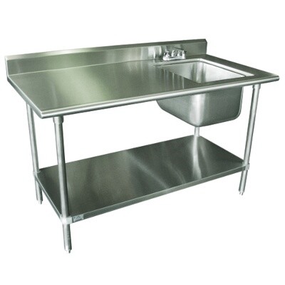 Advance Tabco KLAG-11B-305R-X Work Table with Prep Sinks 