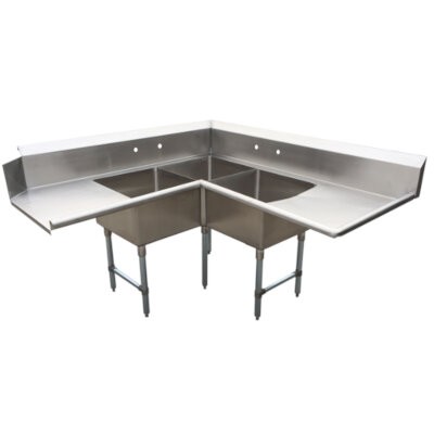 BK Resources BKSDT-CO3-2012-LS Dishtable with Potsinks 