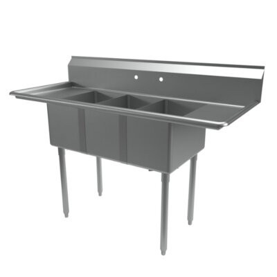 BK Resources ES-3-1220-12-12T Three Compartment Sink 
