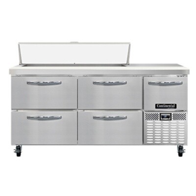 Continental Refrigeration RA68N12-D Sandwich & Salad Prep Table 