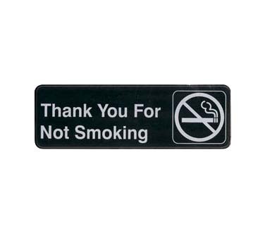Update International S39-18BK - Sign, 3' x 9', Thank You for Not Smoking, white on black 