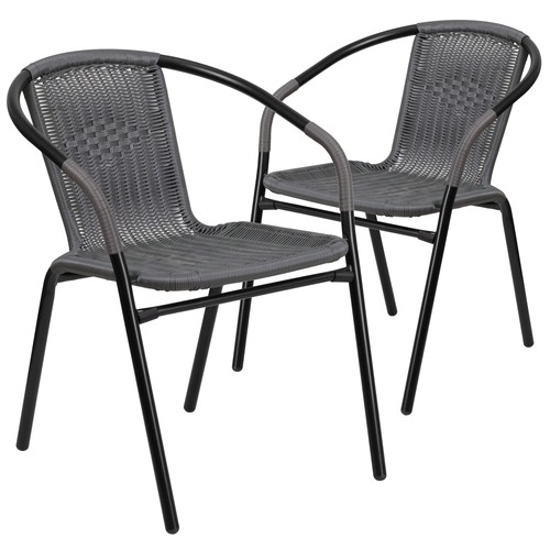 Flash Furniture 2-TLH-037-GY-GG Outdoor Stacking Armchair 