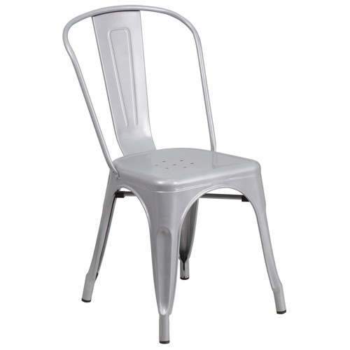 Flash Furniture CH-31230-SIL-GG Outdoor Stacking Chair 
