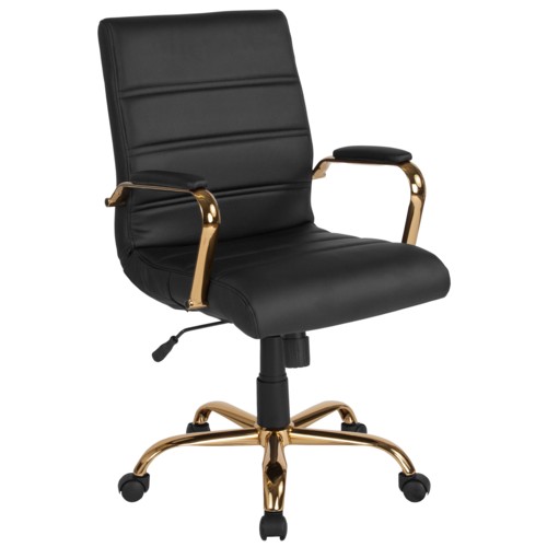 Flash Furniture GO-2286M-BK-GLD-GG Swivel Chair 