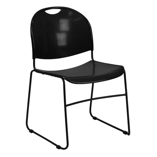 Flash Furniture RUT-188-BK-GG Outdoor Stacking Chair 