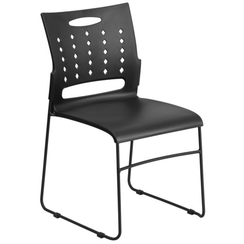 Flash Furniture RUT-2-BK-GG Outdoor Stacking Chair 