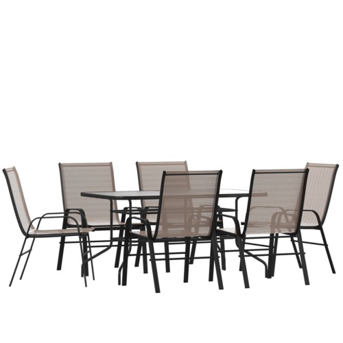 Flash Furniture TLH-089REC-303CBN6-GG Outdoor Chair & Table Set 