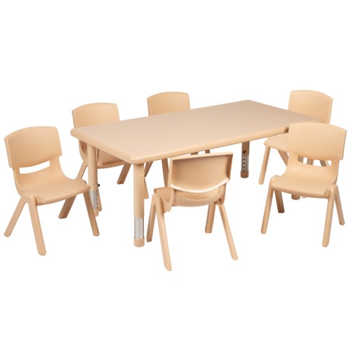 Flash Furniture YU-YCX-0013-2-RECT-TBL-NAT-E-GG Chair & Table Set 