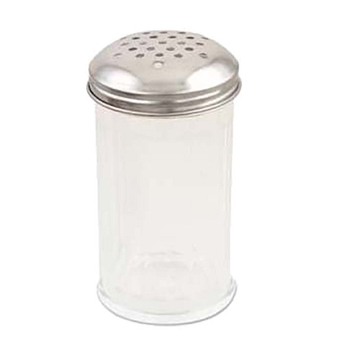 Browne 575181 - Cheese Shaker, 12 oz., 3' dia. x 5-3/5', clear plastic with stainless steel 