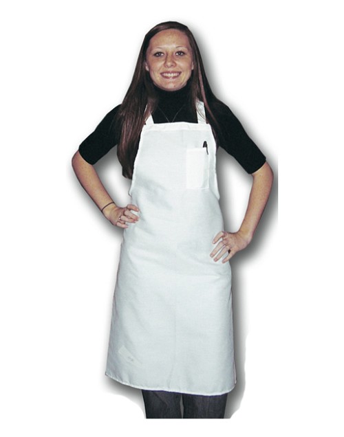340WP - Bib Apron, 32'L x 28'W, (1) pencil pocket, poly/cotton, white 
