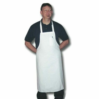 340WPK - Bib Apron, 34'L x 30'W, (1) pencil pocket, poly/cotton, white 