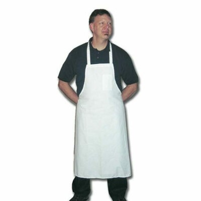Intedge 340WXLP - Bib Apron, 40'L x 37'W, oversized, (1) pencil pocket, poly/cotton, white 