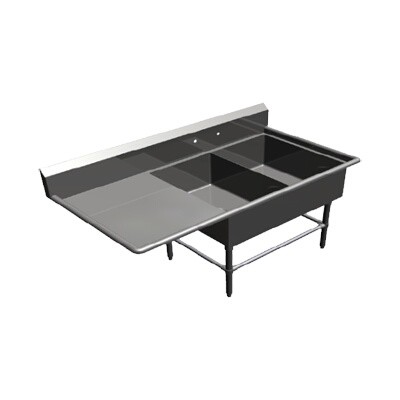 John Boos 2PB20284-1D24L Two Compartment Sink 