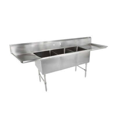 John Boos 3B16204-2D18 Three Compartment Sink 