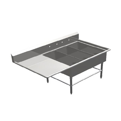 John Boos 3PB14314-1D30L Three Compartment Sink 
