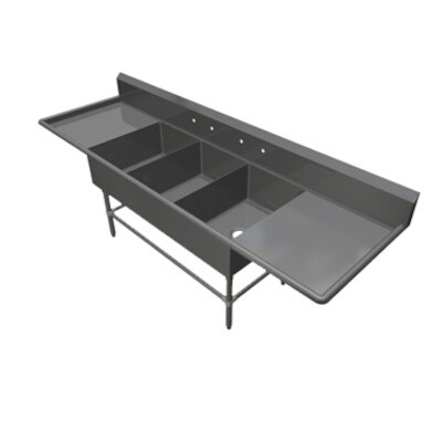John Boos 3PB204-2D30 Three Compartment Sink 