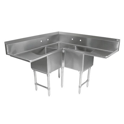 John Boos 3PBCS16204-2D18 Corner Compartment Sink 