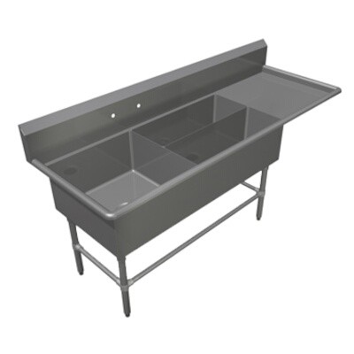 John Boos 3PBPS3224-1D24R Three Compartment Sink 