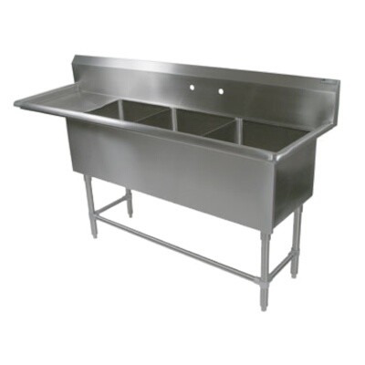 John Boos 43PB204-1D24L Three Compartment Sink 