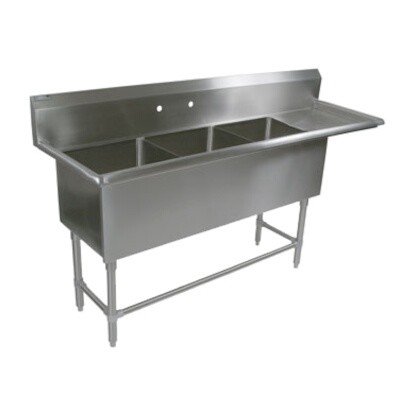 John Boos 43PB24-1D30R Three Compartment Sink 